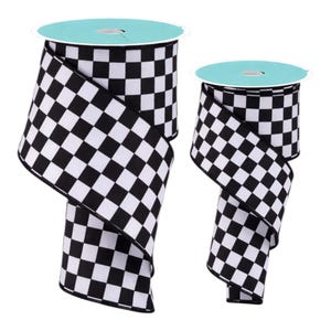 Black and White Checkered Wired Ribbon Craft Supply for Wreath Making Party Supply Halloween Decor Glitter Ribbon