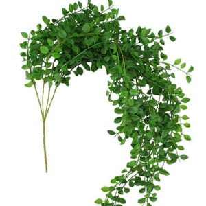 Hanging Mini Leag Greenery Artificial Bush Fake Plant Shelf Decor Draping Trailing Faux Greenery for Bookcase Mantel or Basket