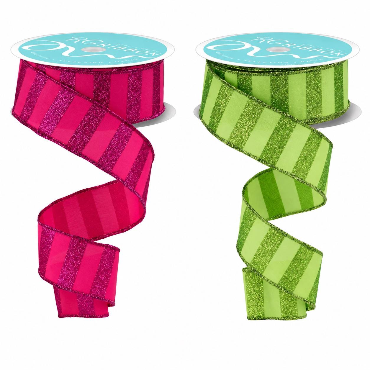 Wired Stripe Ribbon for Wreath Making Craft Supply for Bows Gift Wrap ...