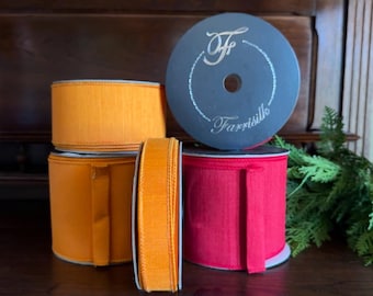 Wired Dupioni Ribbon Craft Supply for Wreath Making Material for Bow Decoration Design Premium FarriSilk Fabric Roll Edge Trim Professional