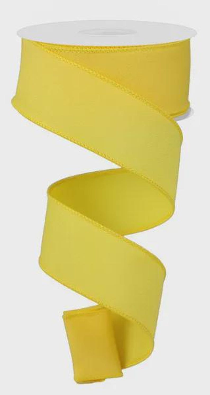 Yellow Wired Ribbon Craft Supply for Wreath Making Material Decoration Party Supply Store Find Baby Decor Solid Pattern Design School Team 1.5"