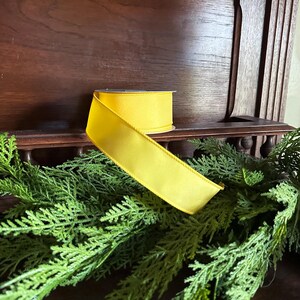 Yellow Wired Ribbon Craft Supply for Wreath Making Material Decoration Party Supply Store Find Baby Decor Solid Pattern Design School Team image 9