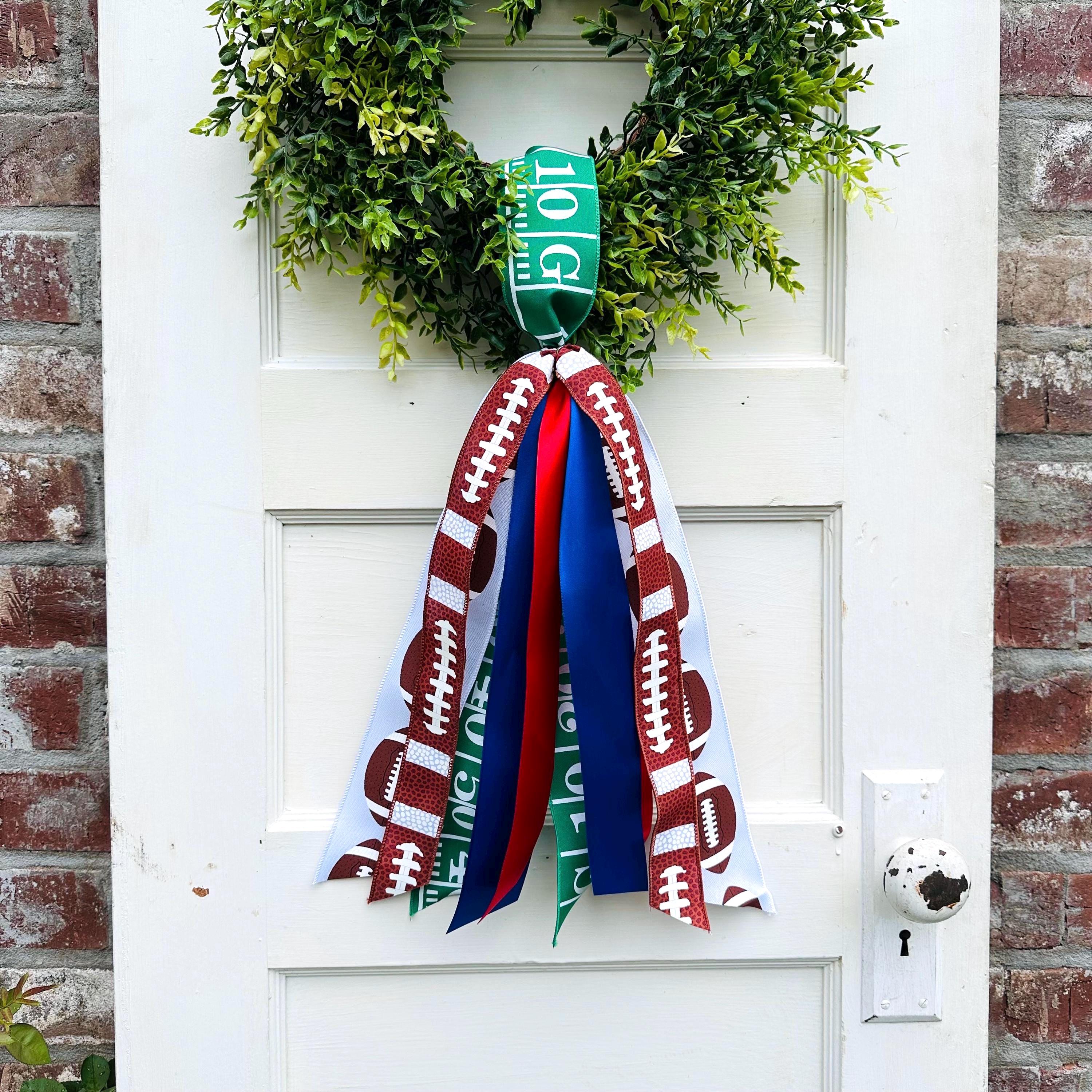 Wreath Sash for Front Door Football Sash for Game Day Door Decor Front Door Football Decoration Sports Wreath Accent with Team Colors