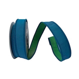 Teal Wired Ribbon, Taffeta Ribbon, High Quality Designer Ribbon, Luxury Wreath Ribbon, Floral Ribbon | John Mark Ribbon