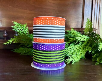 Halloween Polka Dot Ribbon for Wreath Making Wreath Supply for Bow Making Bow Ribbon for Fall Decor Fall Ribbon for Halloween Wreath Bow