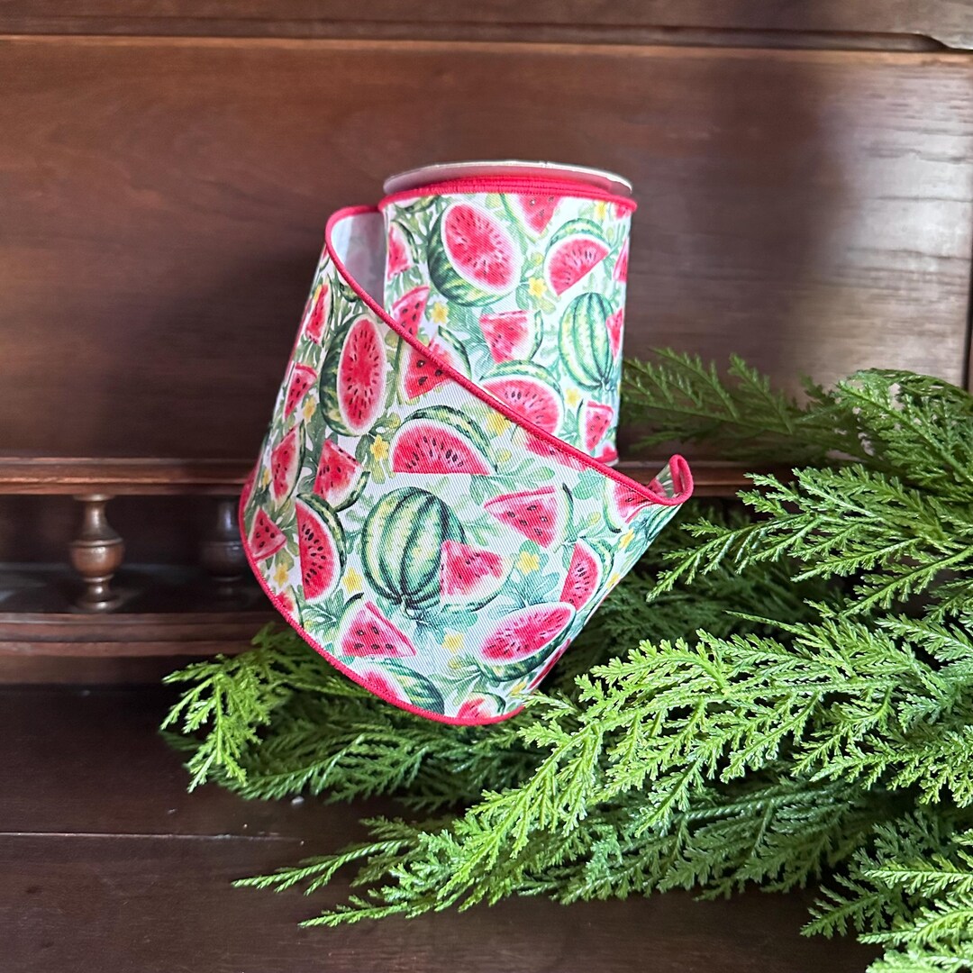 Watermelon Wired Ribbon 4 Inch Summer Fruit Ribbon for Wreaths Bows ...