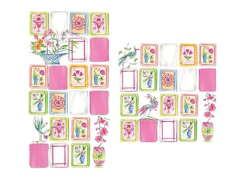 Servilletas de cóctel Mahjong, servilletas de papel Mahjong rosas, regalo para anfitriona, decoración para fiestas Mahjong, noche de juegos, regalo de agradecimiento para invitados.