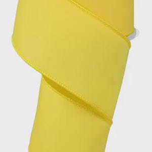 Yellow Wired Ribbon Craft Supply for Wreath Making Material Decoration Party Supply Store Find Baby Decor Solid Pattern Design School Team 2.5"
