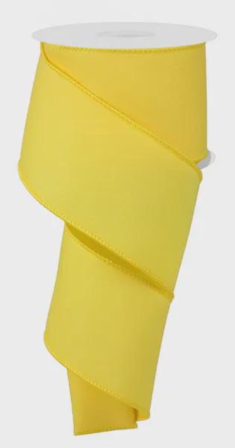 Yellow Wired Ribbon Craft Supply for Wreath Making Material Decoration Party Supply Store Find Baby Decor Solid Pattern Design School Team 2.5"
