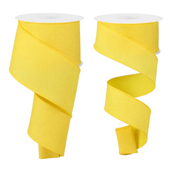 Yellow Wired Ribbon Craft Supply for Wreath Making Material Decoration Party Supply Store Find Baby Decor Solid Pattern Design School Team