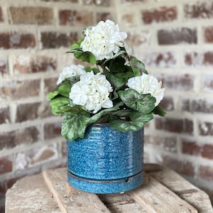 White Geranium Bush - Garden Decor, Porch Planter, Wreath Accent, Artificial White Flowers, center piece, floral arrangement, gift idea