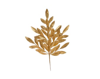 Gold Glitter Bay Leaf Spray Christmas Pick Holiday Floral Stem Wreath Decor Tree Decoration Gold Foliage Accent