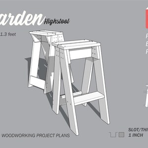 DIY Garden Highstool Build Plans, A-Frame Woodworking Project (PDF Download)