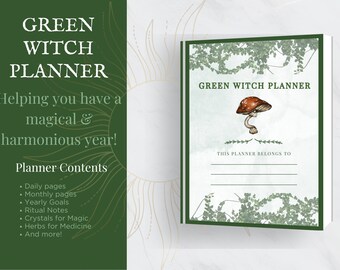 Green Witch Planner, Witch Planner, Planner, Digital Planner, Digital Witch Downloads, Green Witch, Witch Journal, Green Witch Journal