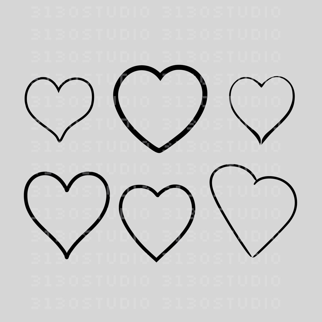 Six Simple Hearts, Svg, Eps, Dxf, Png, Digital Download - Etsy