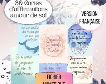 Cartes affirmations positives imprimables, cartes d'affirmations amour de soi pour femme imprimable, cartes méditation, citations positives