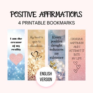 signets citations positives imprimable, marque-pages affirmations positives imprimables pour femme, cartes pleine conscience imprimable