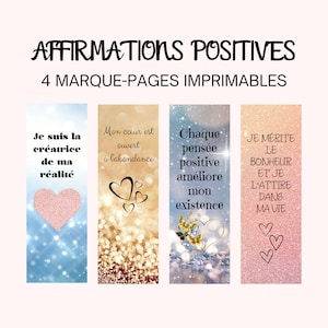 marque-pages affirmations positives imprimables pour femme, signets citations positives imprimable, cartes pleine conscience imprimable