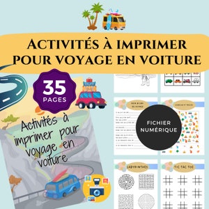 印刷可能な子供向けアクティビティ、車用フランス語アクティビティブック、車旅行ゲーム、子供向け旅行アクティビティ