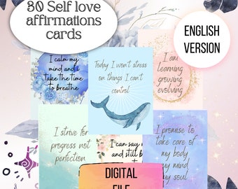 Carte di affermazione positiva stampabili, carte di meditazione, carte di affermazione dell'amor proprio per donne stampabili, citazioni positive