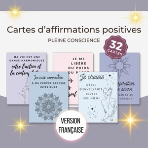 Cartes affirmations positives pleine conscience imprimables, citations positives, cartes méditation, cartes pleine conscience pour femme