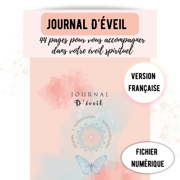 Journal d'éveil spirituel, suivi habitude spiritualité, journal bien-être, cahier conscience spirituelle, journal pleine conscience