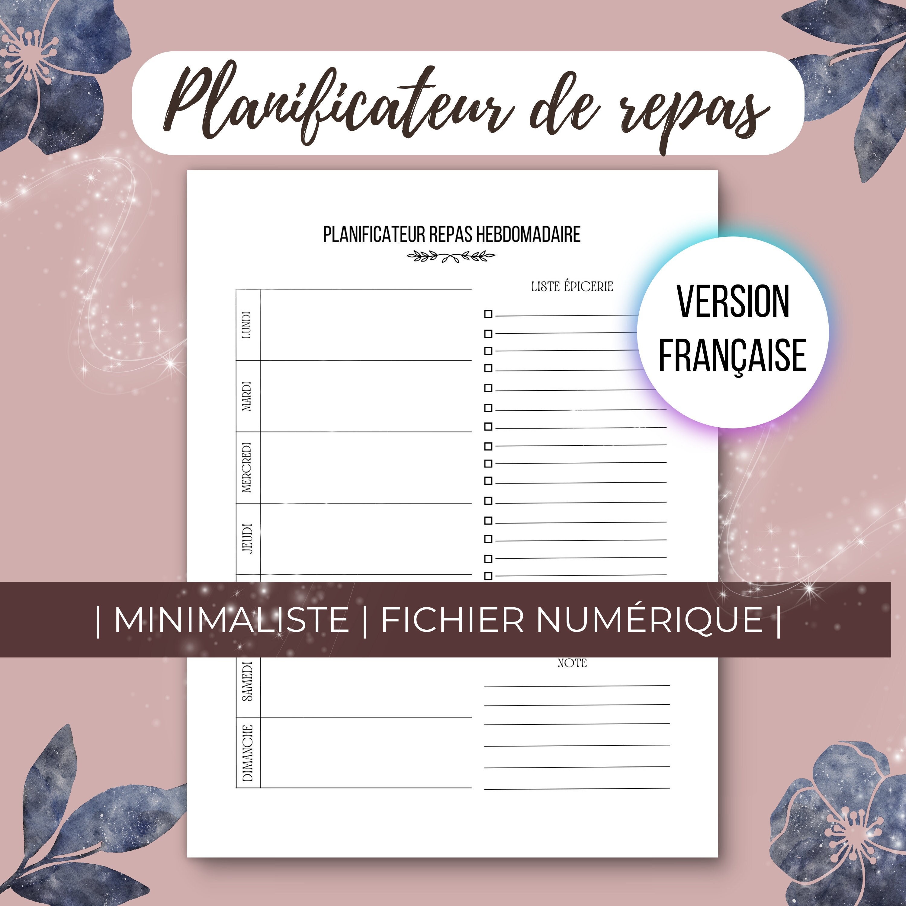 French Printable Weekly Meal Planning, Food Diary Planner, Weekly Meal  Tracking, Weekly Meal Planning Sheet - Etsy, image size:3000x3000