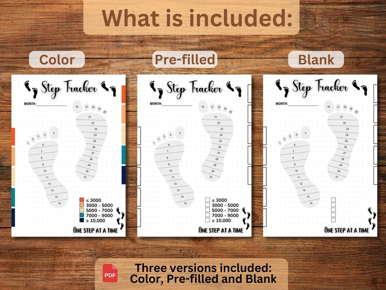 Step Log Color In Step Tracker Monthly Challenge | Printable Step Tracker | A5, A4 ...