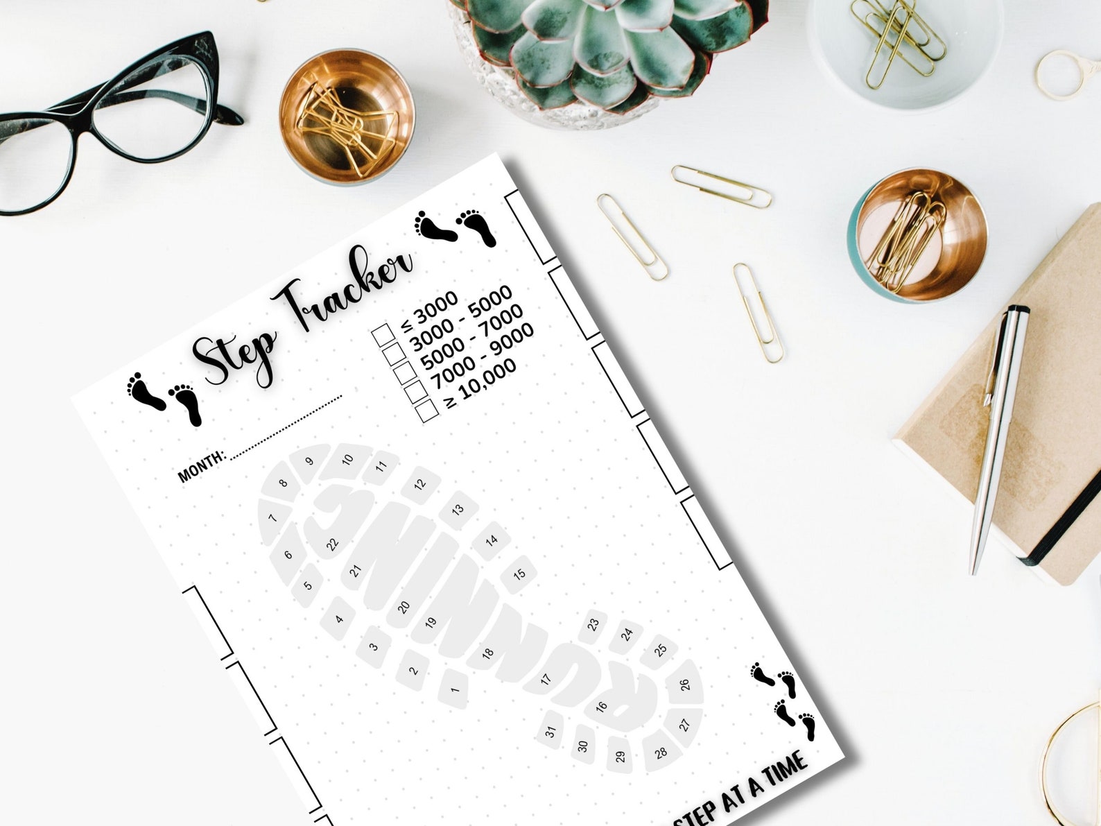 Step Tracker Monthly Challenge | Printable Step Tracker | A5, A4 ...