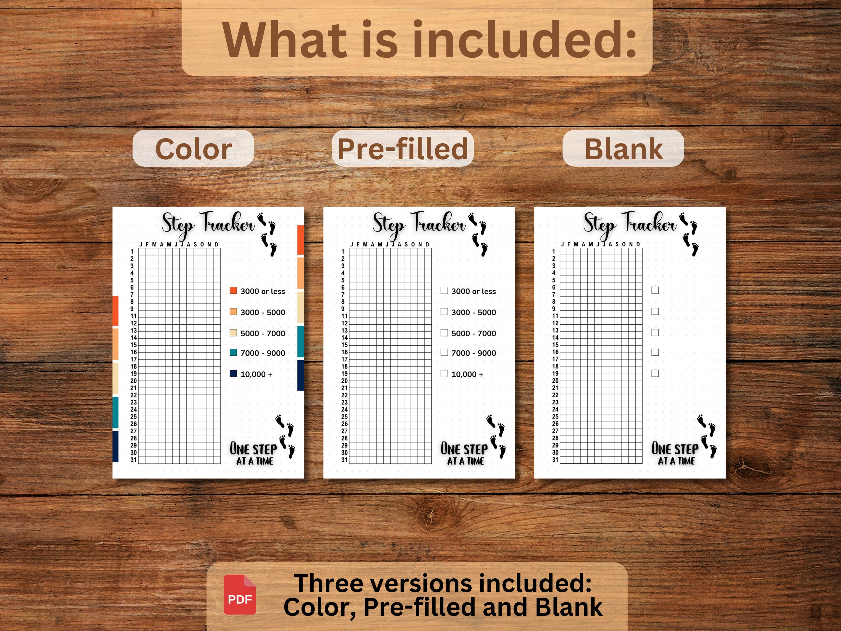 Step Log Color In Step Tracker | Printable Step Tracker | A5, A4 & Letter Journal Page ...
