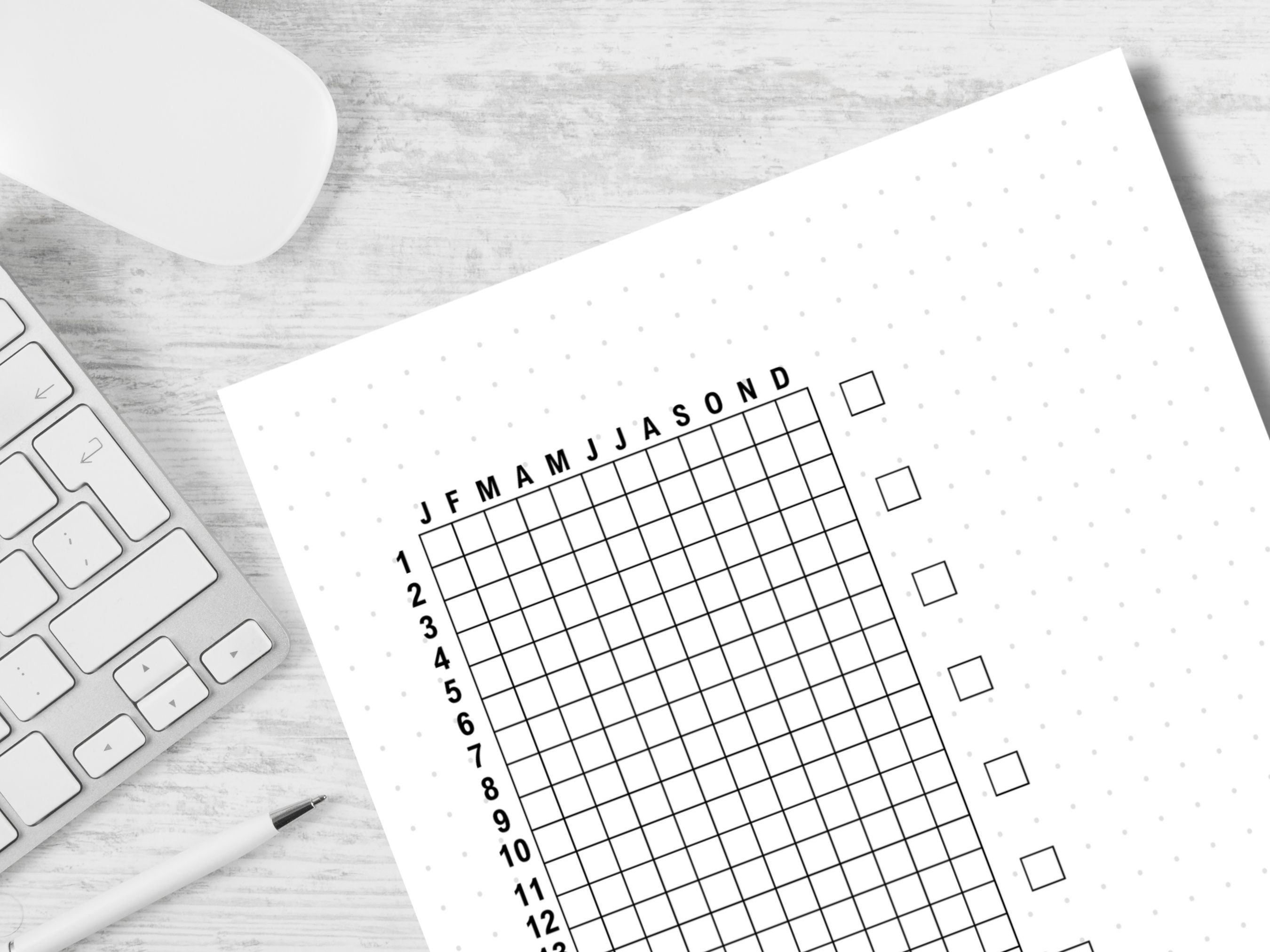 Blank yearly tracker printable empty tracker a5 a4 letter journal