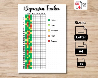 Depression Tracker | Printable Depression Tracker | A5, A4 & Letter Journal Page | Depression Log | Depression Journal | Mood Tracker