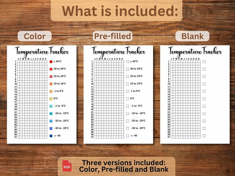 Temperature Tracker Printable Temperature Tracker A5 A4 Letter Temperature Tracker Printable Temperature Tracker A5 A4 Letter