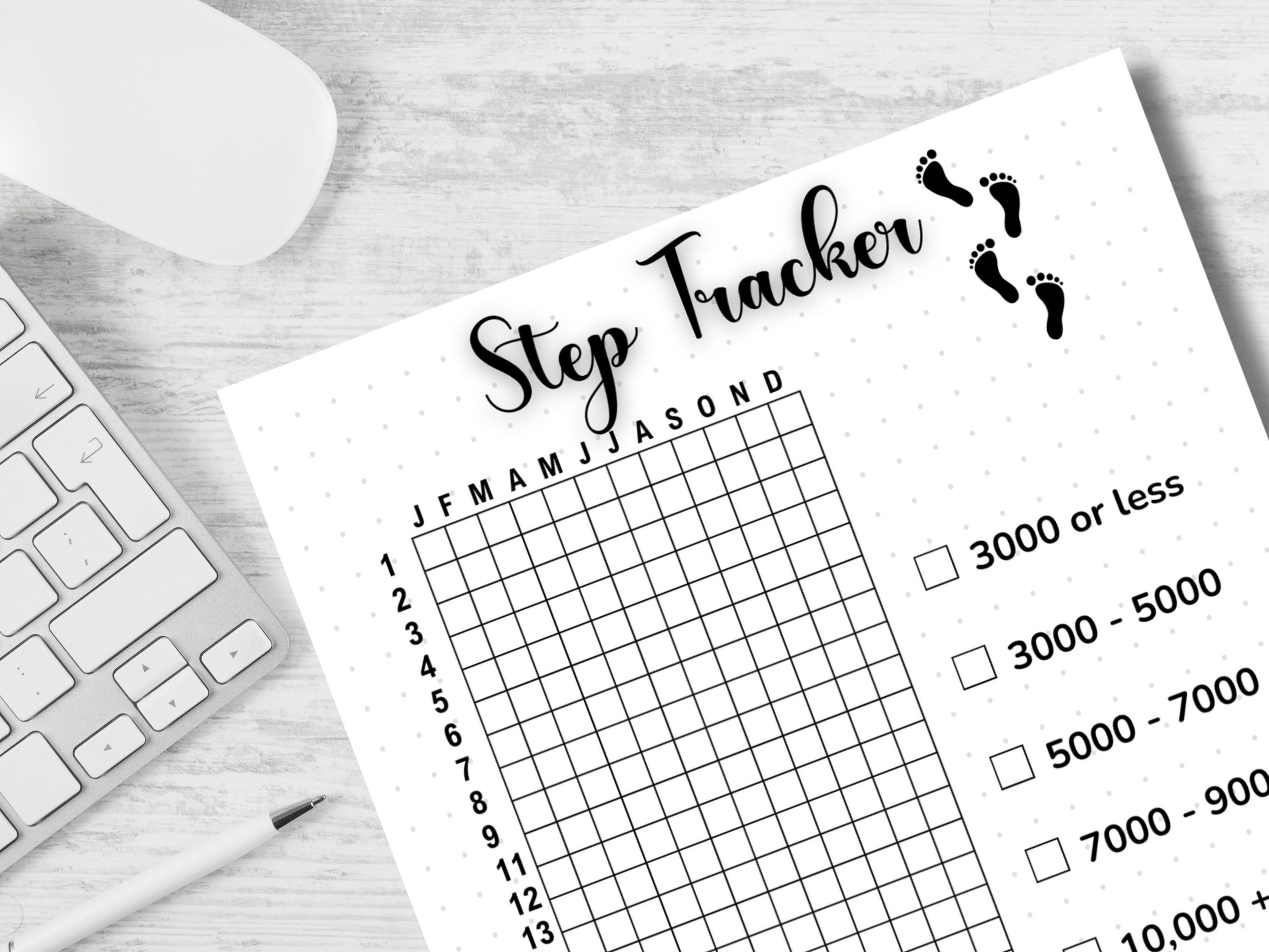 Step Tracker Printable Step Tracker A5, A4 & Letter Journal Page Step