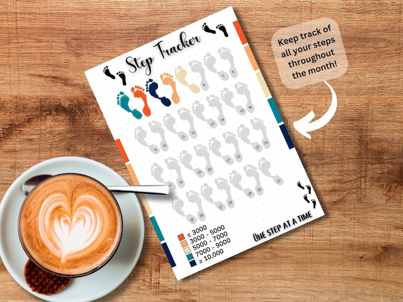 Step Log Color In Step Tracker Monthly Challenge | Printable Step Tracker | A5, A4 ...