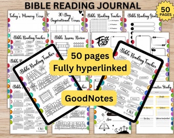 Bible Reading Journal Bundle | Hyperlinked Bible Study Journal | Old & New Testament Bible Reading Tracker | Good Notes | A5 and Letter size
