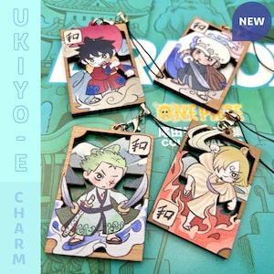 OP Anime Monster Trio Ukiyo-E Japanese Country Arc Wood Charms