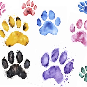 12 cliparts de patte de chien, clipart aquarelle de chat, fichiers JPG imprimables, téléchargement immédiat, créations en papier, haute qualité, créations en papier, aquarelle imprimable