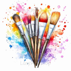 17 Pincéis Clipart, Aquarela Clip Art, JPGs para impressão, Download instantâneo, Papel Artesanal, Alta qualidade, Aquarela JPG para impressão