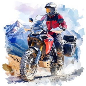 11 Moto Adventure Watercolor Clipart, Printable JPG, Biker Images, Motorcycle Adventure Graphics, High Quality, Instant Digital Download