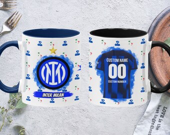Inter Milan Mug With Customizable Jersey Name and Number Accent, 11oz Cup