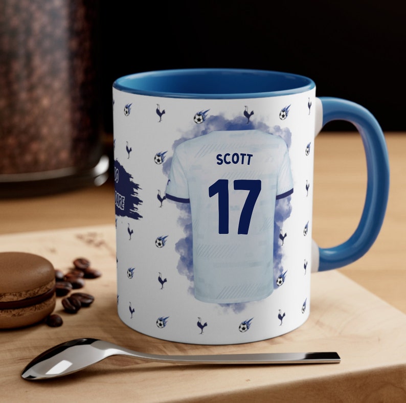 Tottenham Spurs with Custom Name and Number Accent Coffee Mug 11OZ zdjęcie 3