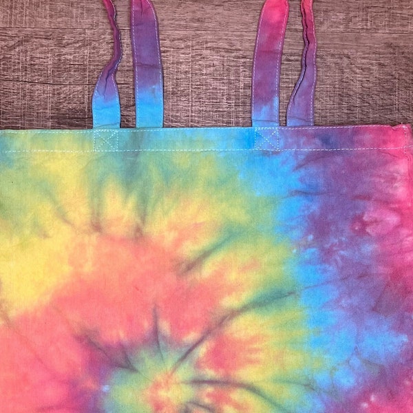 Tie Dye Spiral Rainbow Tote Bag