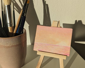 Pink Sunset on the Sea - Hand-Painted Art for Unique Gifts and Decor