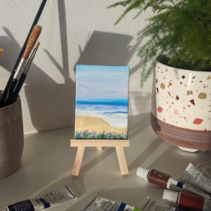 Bloemen op het strand - Origineel Acrylschilderij op doek