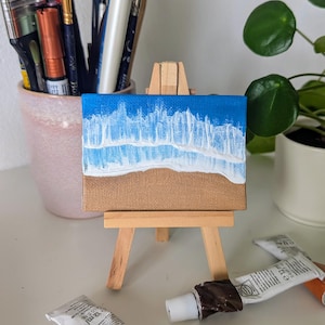 Abstrakte Welle Strand Meerlandschaft - Original Acryl Gemälde auf Leinwand