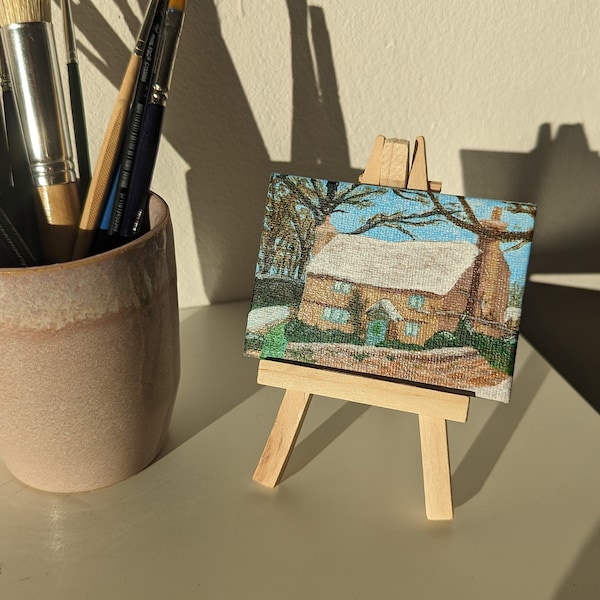 English 'Holiday' Cottage - Hand-Painted Art for Unique Gifts and Decor