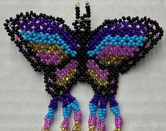 Beaded Butterfly Barrette: Guatemalan Hair Clip With Fringe  display picture 1