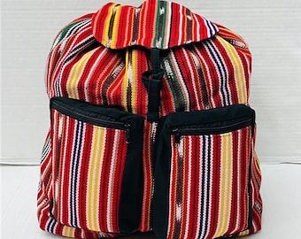 Hand-Woven Guatemalan-Style Cotton Backpack Colorful Striped Sling Bag Hand-Woven Guatemalan-Style Cotton Backpack | Mercari main image 2