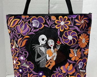 Bolso de mano bordado de Jack y Sally: diseño guatemalteco hecho a mano